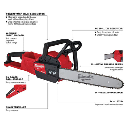 Milwaukee 2727-20 M18 FUEL 16 inch Chainsaw (Tool Only)
