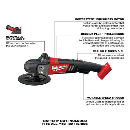 Milwaukee 2738-20 M18 FUEL 7-Inch Variable Speed Polisher (Tool Only)