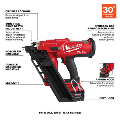Milwaukee 2745-21 M18 FUEL 30 degree Framing Nailer Kit