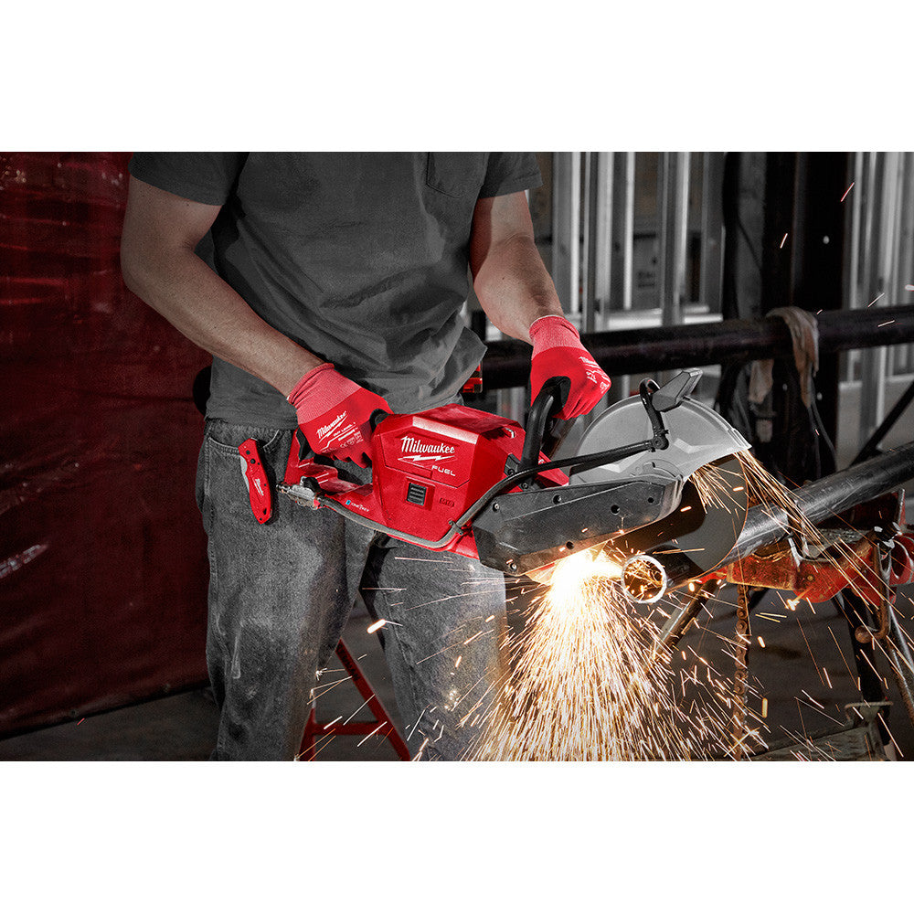 Milwaukee 2786-22HD M18 FUEL 9 Cut-Off Saw with ONE-KEY cutting into concrete