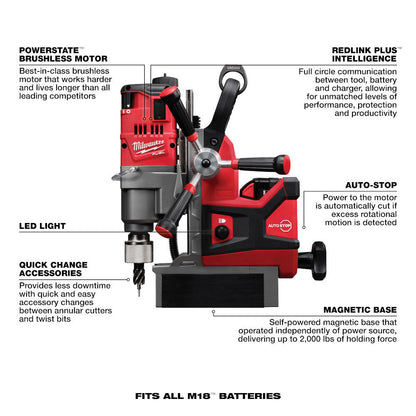 Milwaukee 2788-22HD M18 FUEL Cordless Brushless 1-1/2 Inch Lineman Magnetic Drill Kit