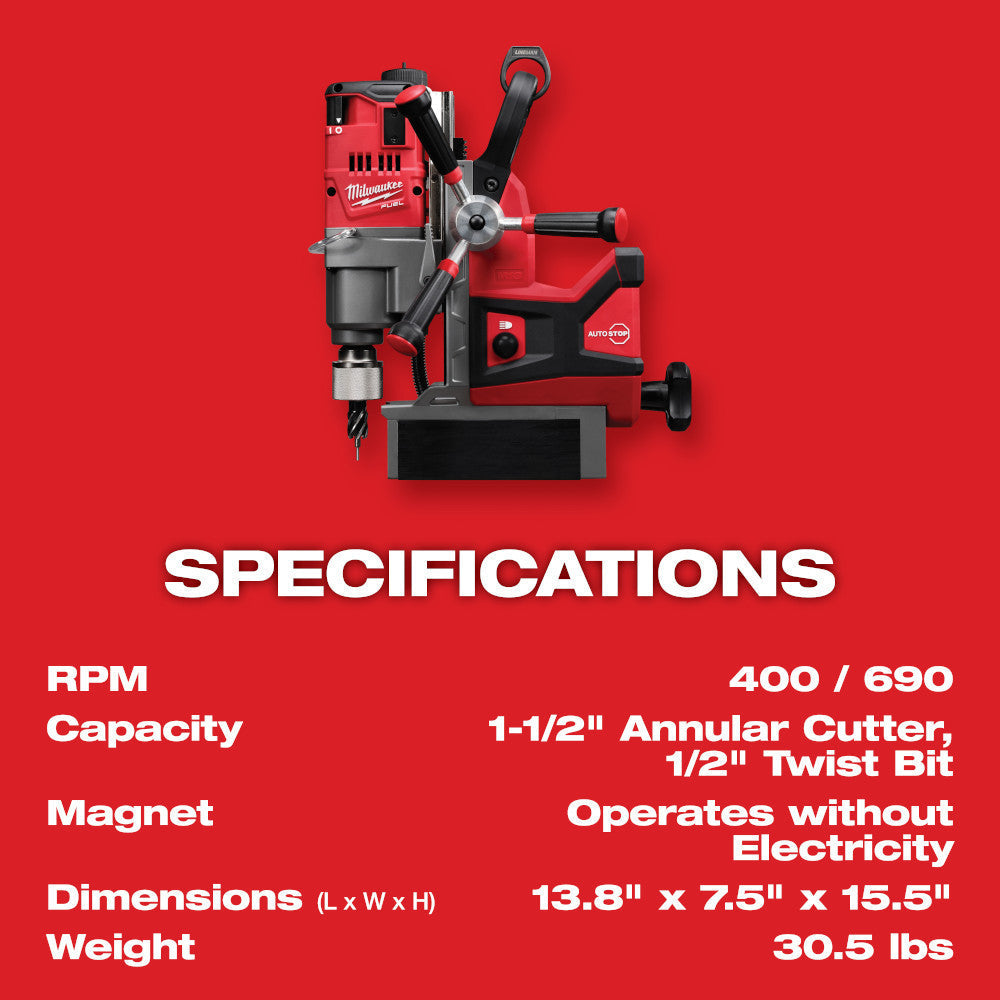 Milwaukee 2788-22HD M18 FUEL Cordless Brushless 1-1/2 Inch Lineman Magnetic Drill Kit
