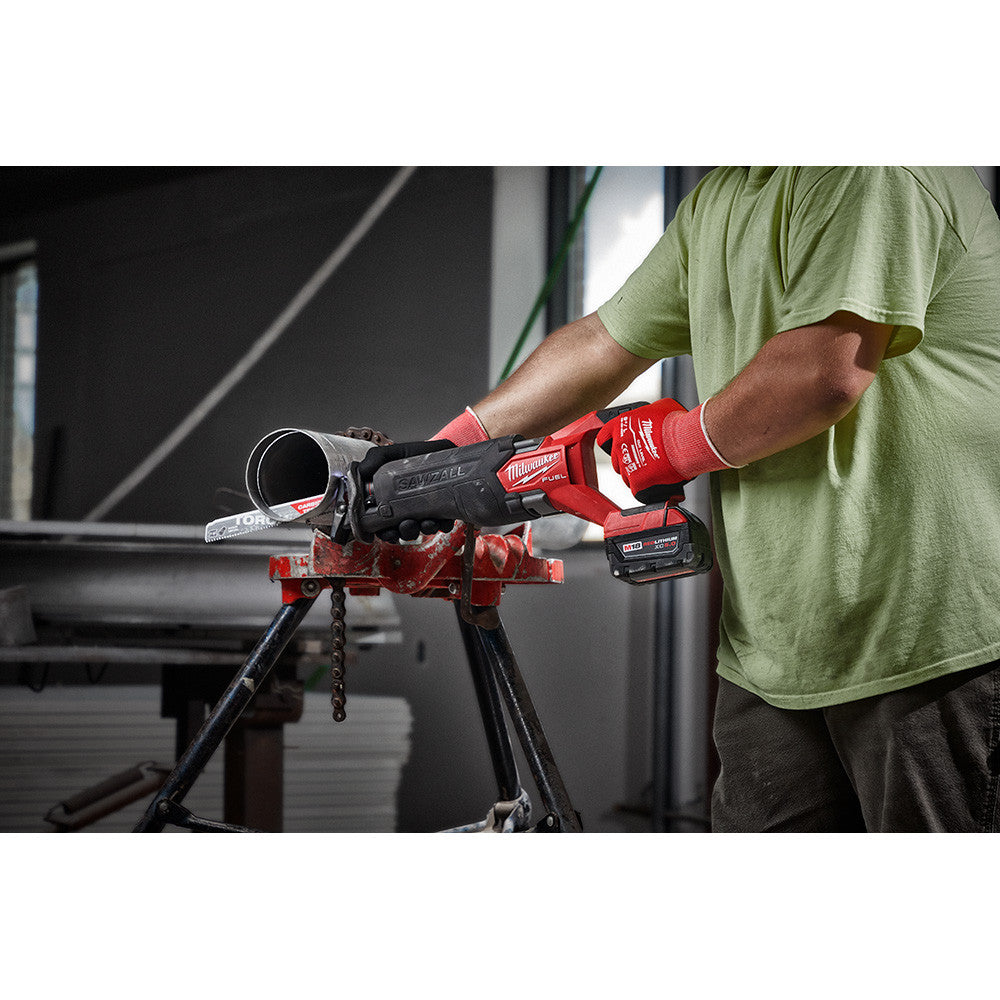Milwaukee 2821-20 M18 FUEL SAWZALL Reciprocating Saw cutting wood (battery sold separately)