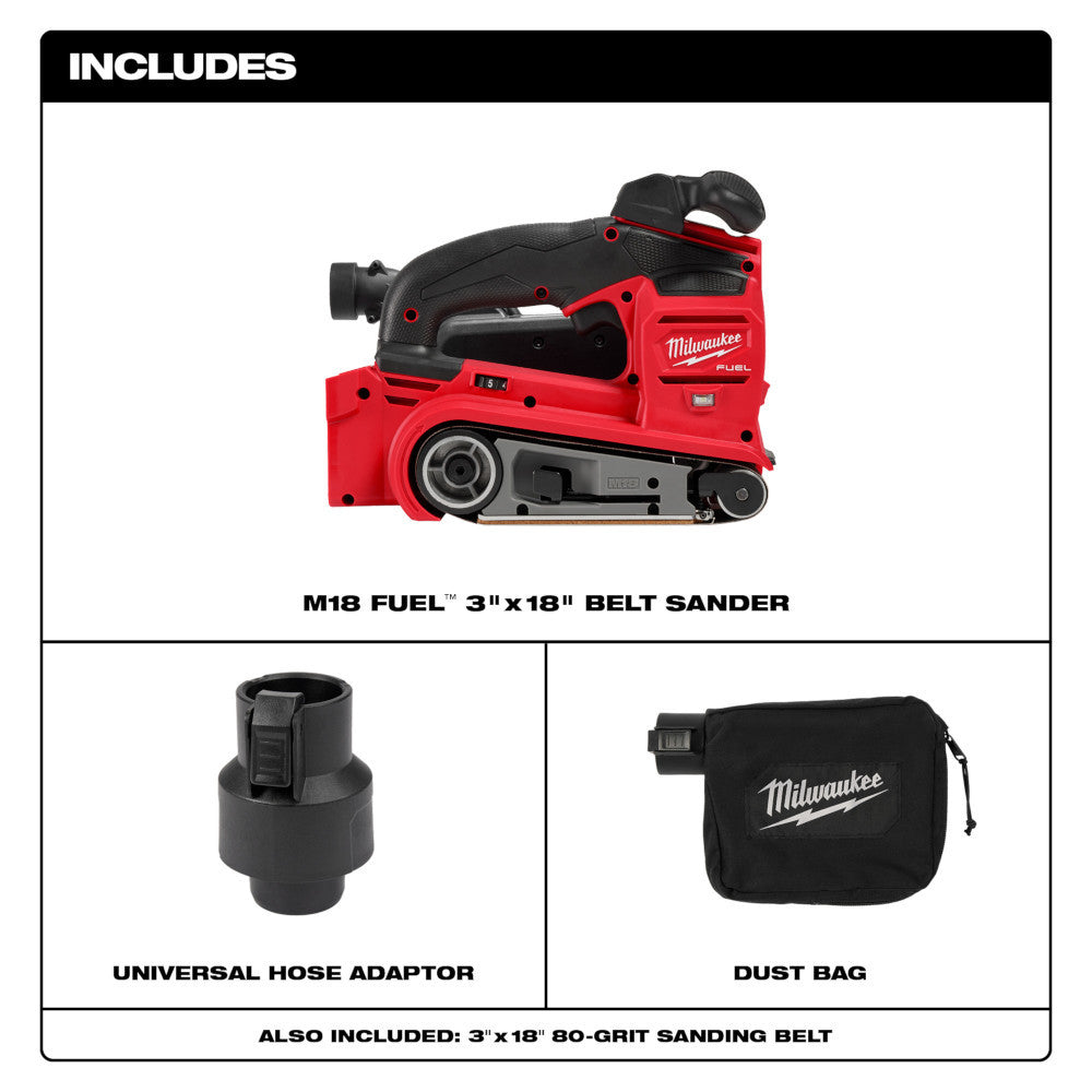 Milwaukee 2832-20 M18 FUEL 3-inch x 18-inch Belt Sander (Tool Only)
