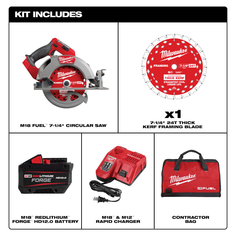 Milwaukee 2834-21HD M18 FUEL Cordless Brushless 7-1/4 Inch Circular Saw Kit