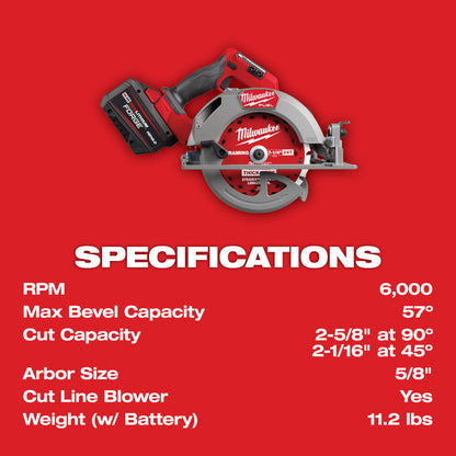 Milwaukee 2834-21HD M18 FUEL Cordless Brushless 7-1/4 Inch Circular Saw Kit
