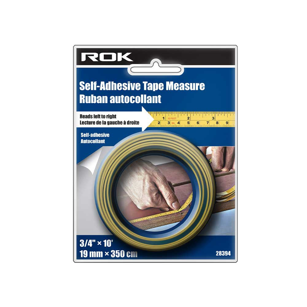ROK 28394 SAE/Metric Self-Adhesive Tape Measure - Left to Right 3 meters / 10 feet
