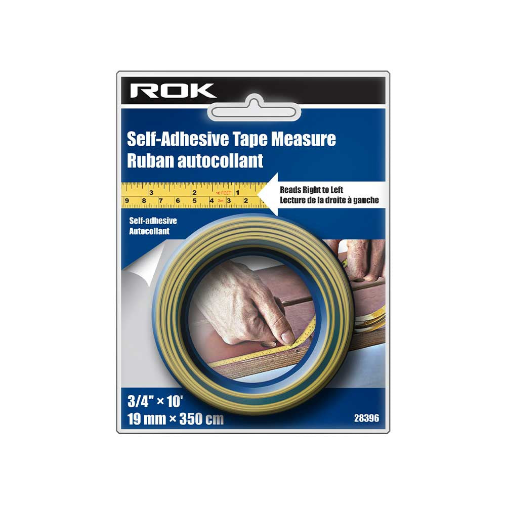 ROK 28396 SAE/Metric Self-Adhesive Tape Measure - Right to Left 3 meters / 10 feet