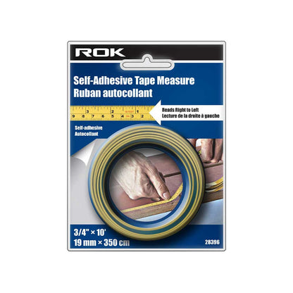 ROK 28396 SAE/Metric Self-Adhesive Tape Measure - Right to Left 3 meters / 10 feet