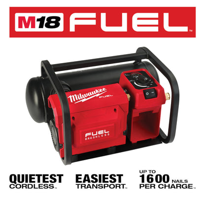 Milwaukee 2840-20 M18 FUEL Brushless 2 Gallon Compact Quiet Compressor (Tool Only)