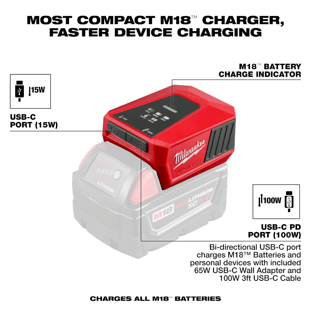 Milwaukee 2847-20 M18 TOP-OFF Charger & Power Supply (Tool Only)