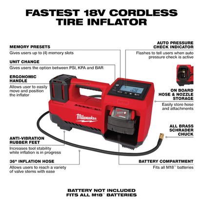 Milwaukee 2848-20 M18 Cordless Inflator (Tool Only)
