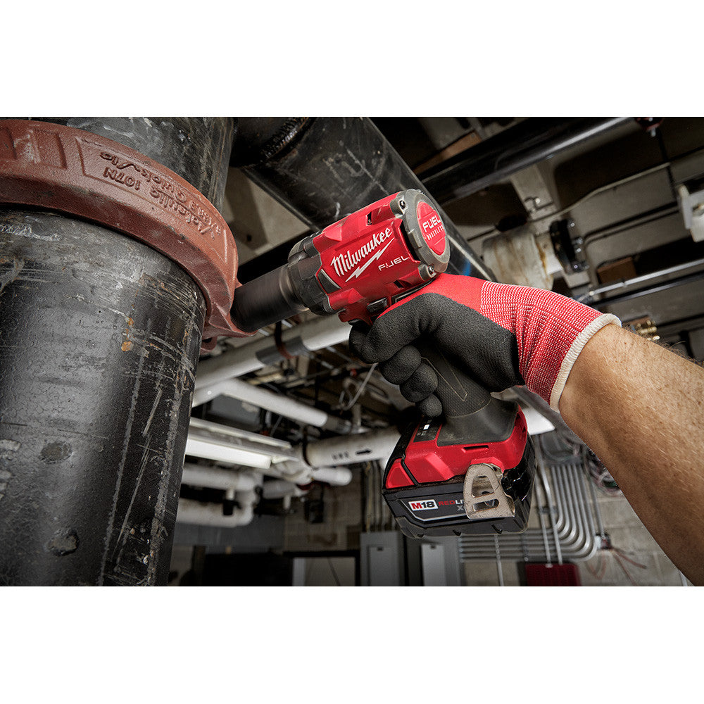 Milwaukee 2855-20 M18 FUEL 1/2 inch Compact Impact Wrench with Friction Ring driving fasteners (battery sold separately)