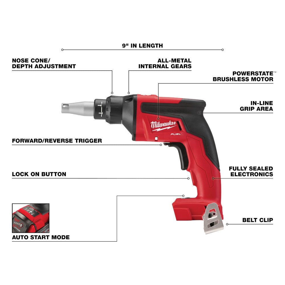 Milwaukee 2866-22CTP M18 FUEL Drywall Screw Gun Compact Kit with Cut-Out Tool