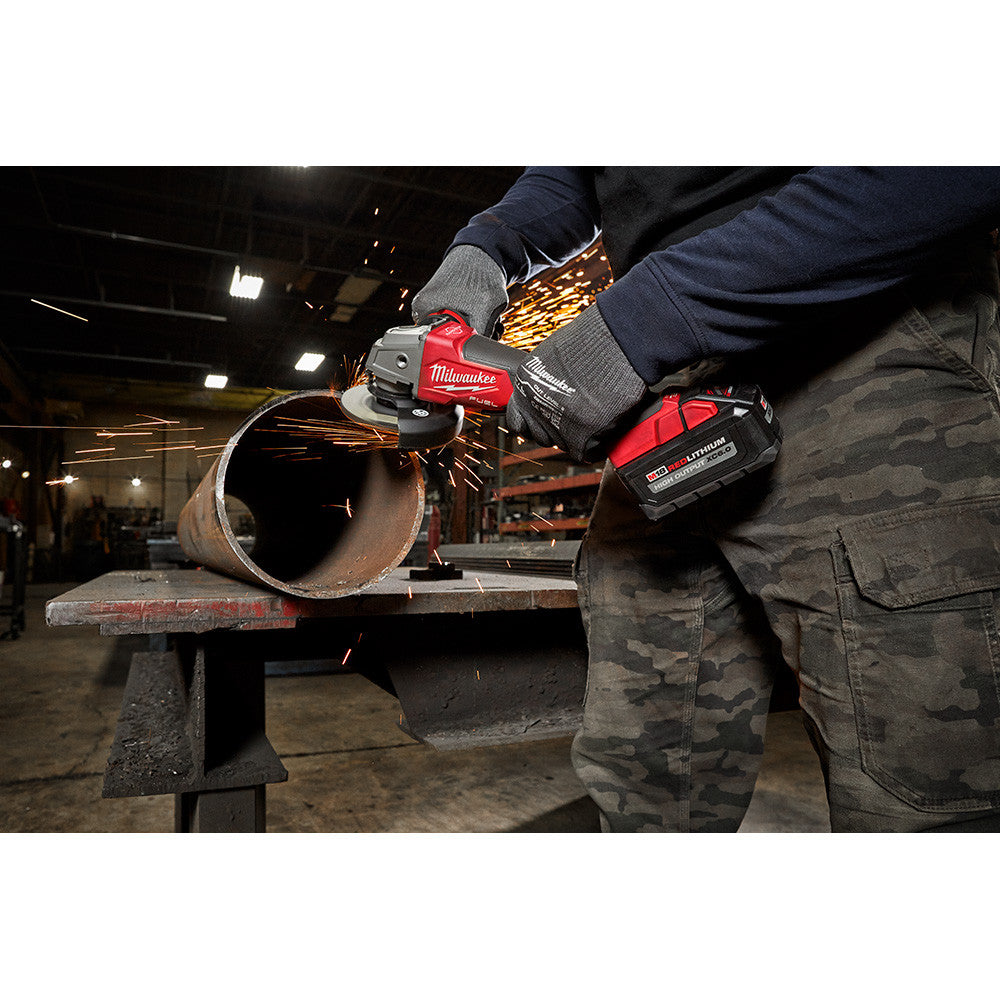 Milwaukee 2881-20 M18 FUEL 4-1/2 inch / 5 inch Angle Grinder with Slide Switch cutting metal (battery sold separately)