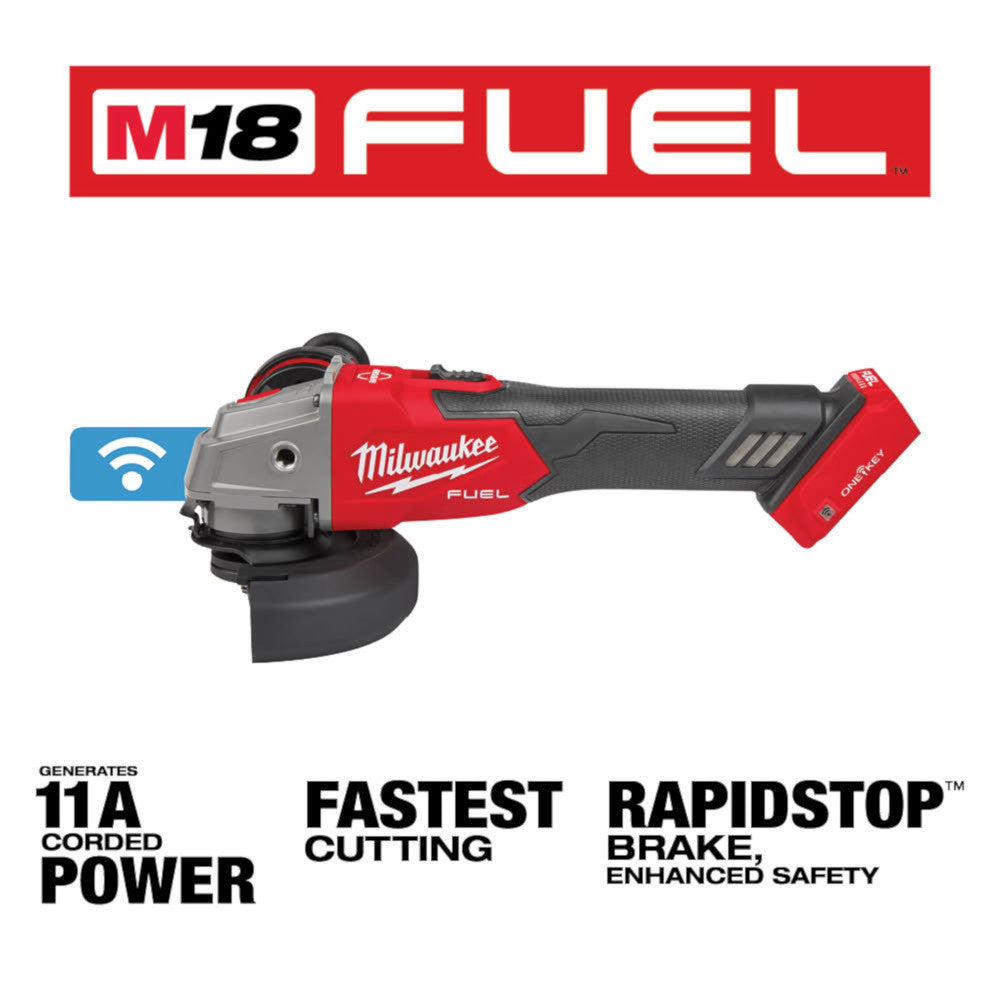Milwaukee 2883-20 M18 FUEL 4-1/2 inch / 5 inch Braking Angle Grinder with Slide Switch (Tool Only)