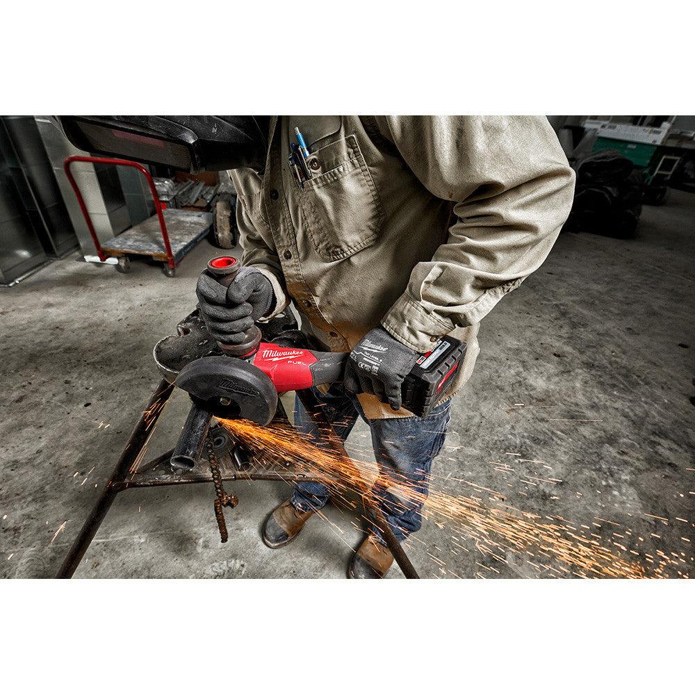 Milwaukee 2883-20 M18 FUEL 4-1/2 inch / 5 inch Braking Angle Grinder with Slide Switch cutting metal (battery sold separately)