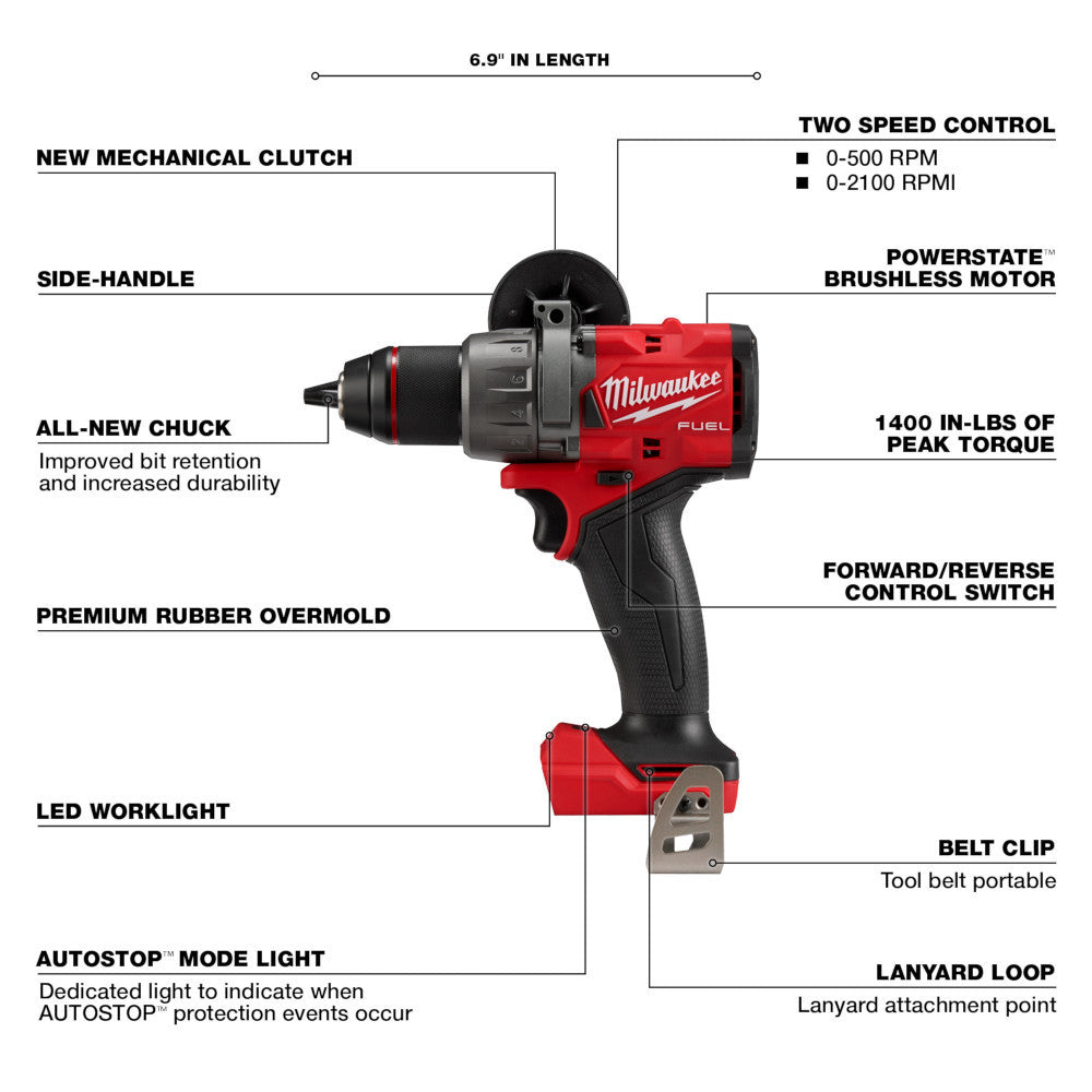 Milwaukee 3697-22 M18 FUEL 2-Tool 1/2 inch Hammer Drill / 1/4 inch Hex Impact Driver Combo Kit