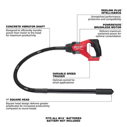 Milwaukee 2910-20 M17 FUEL 4 ft. Brushless Concrete Pencil Vibrator (Tool Only)