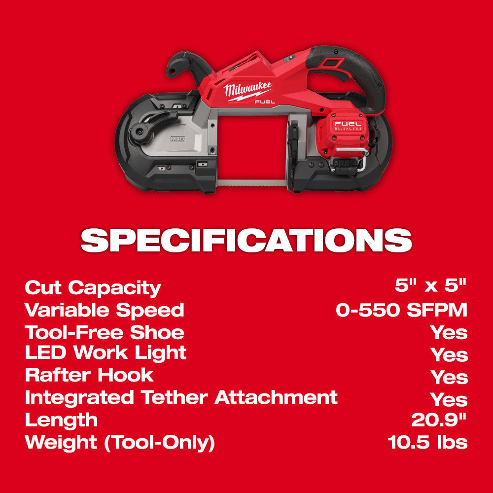 Milwaukee 2929-20 M18 FUEL Cordless Brushless Deep Cut Band Saw (Tool Only)