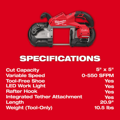 Milwaukee 2929-20 M18 FUEL Cordless Brushless Deep Cut Band Saw (Tool Only)