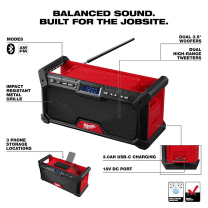 Milwaukee 2952-20 M18 Cordless Bluetooth Jobsite Radio (Tool Only)
