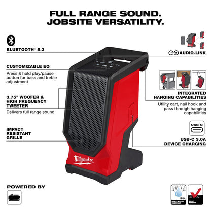 Milwaukee 2954-20 M18 Cordless Bluetooth Jobsite Speaker (Tool Only)