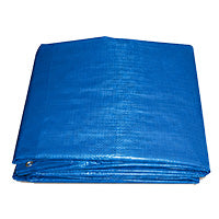 A folded blue tarp or waterproof sheet shown on a plain white background.
