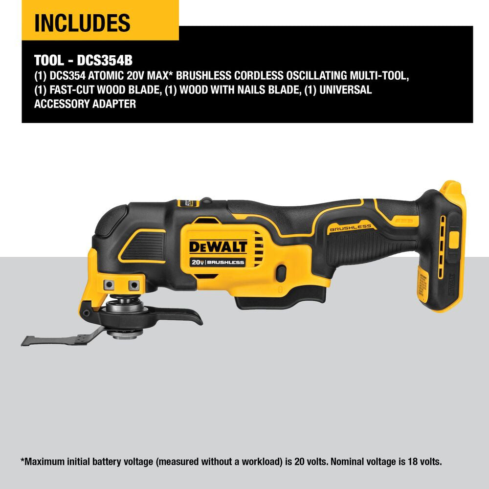 DeWalt DCS354B Atomic 20V MAX Brushless Cordless Oscillating Multi-Tool (Tool Only)