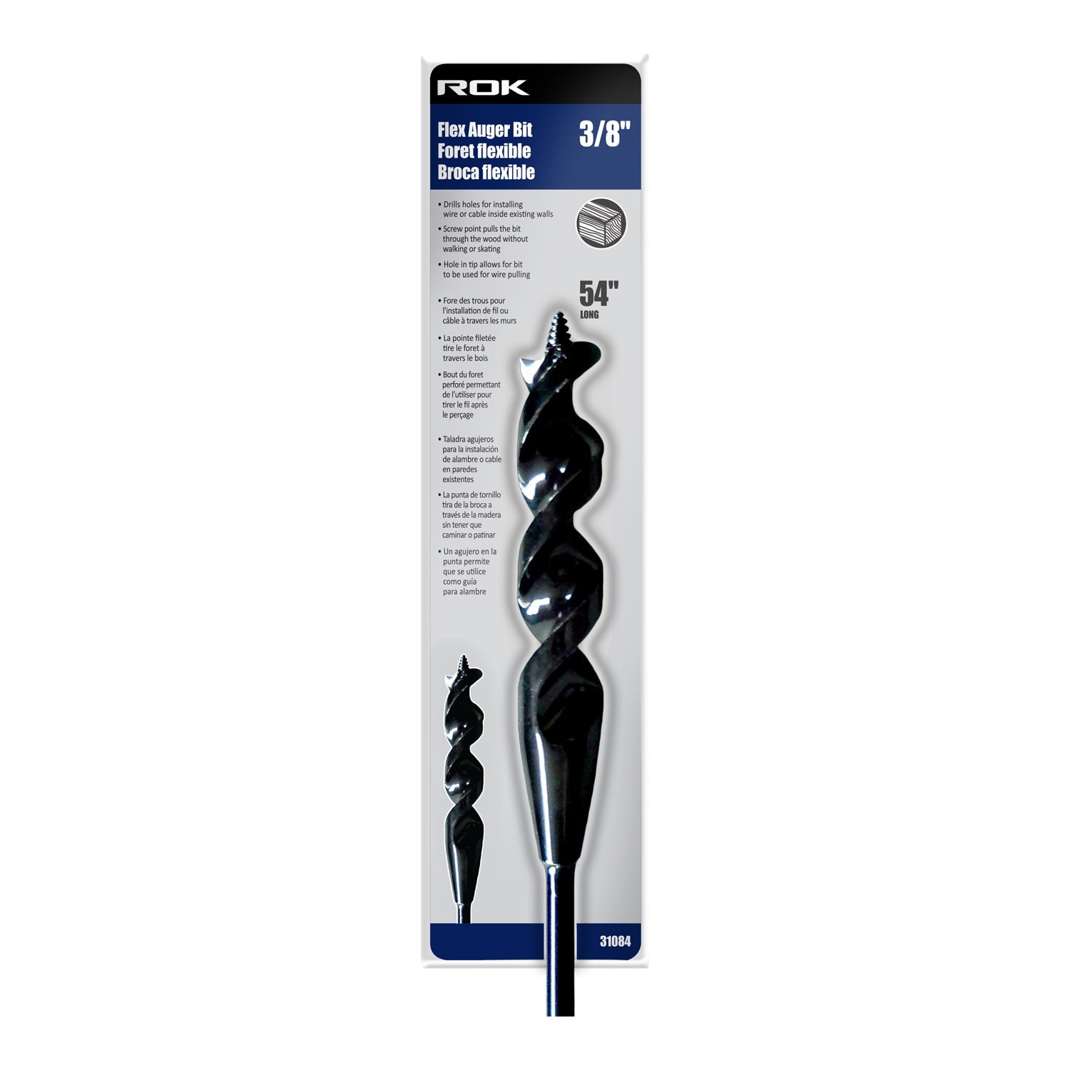 ROK 3/8in x 54in Flex Auger Drill Bit