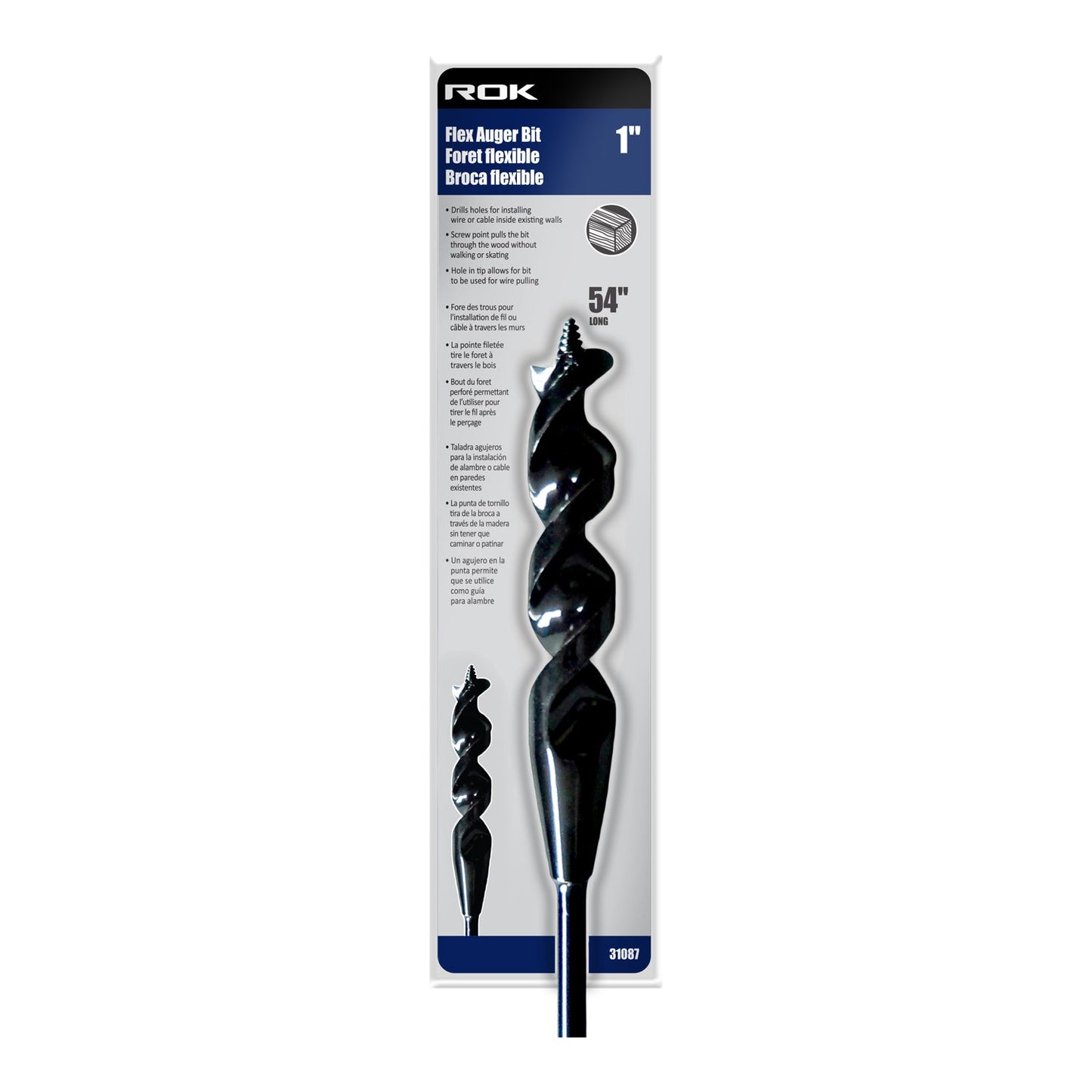 ROK 1in x 54in Flex Auger Drill Bit