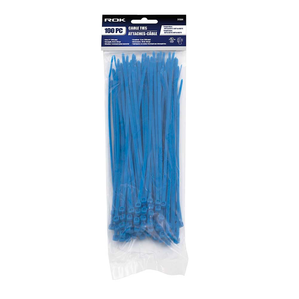 ROK 8in Blue Cable Ties - 100pk