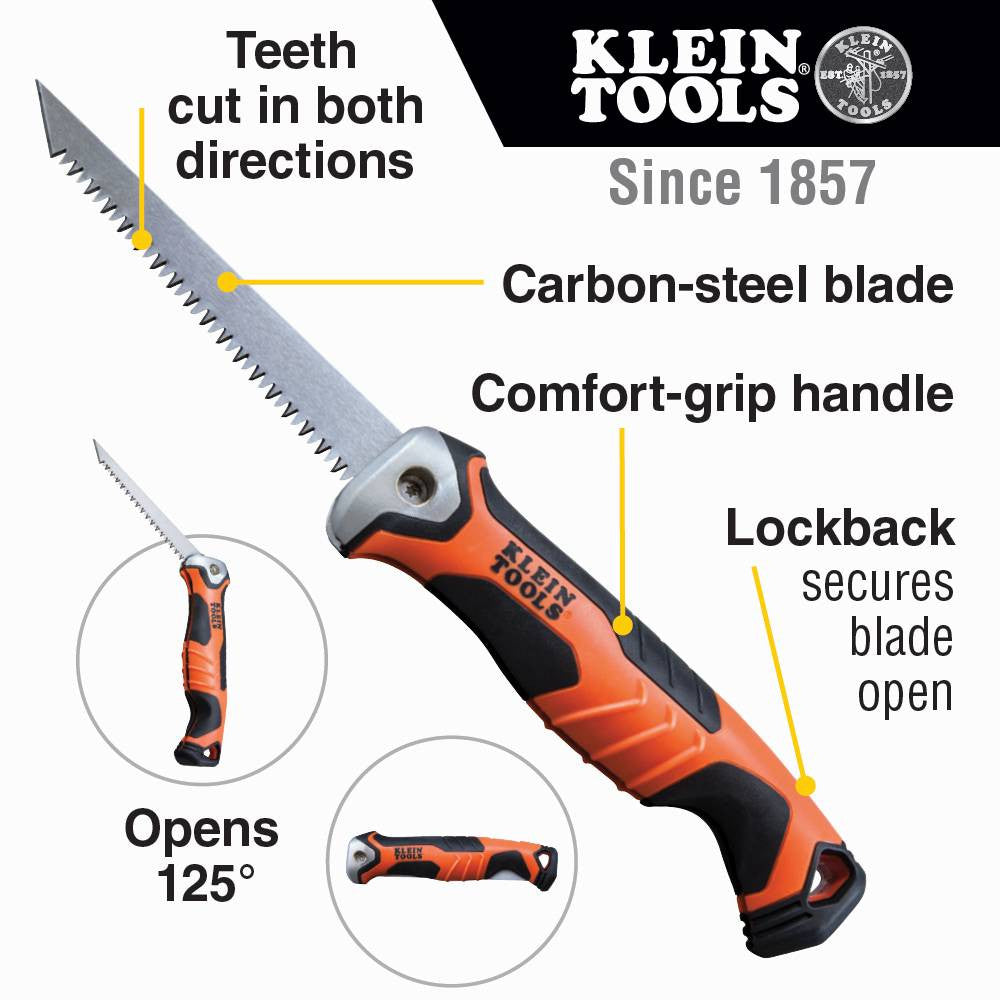 Klein Tools 31737 Folding Jab Saw showing features of the saw