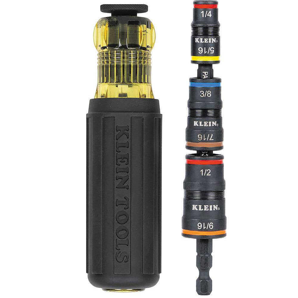 Klein Tools 32910 7-in-1 Impact Rated Flip Socket Set with Handle