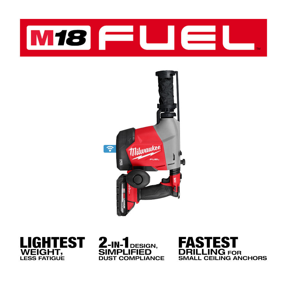 Milwaukee 3311-22 M18 FUEL Cordless Brushless Overhead 5/8 Inch SDS Plus Rotary Hammer with Integrated Dust Extraction Kit