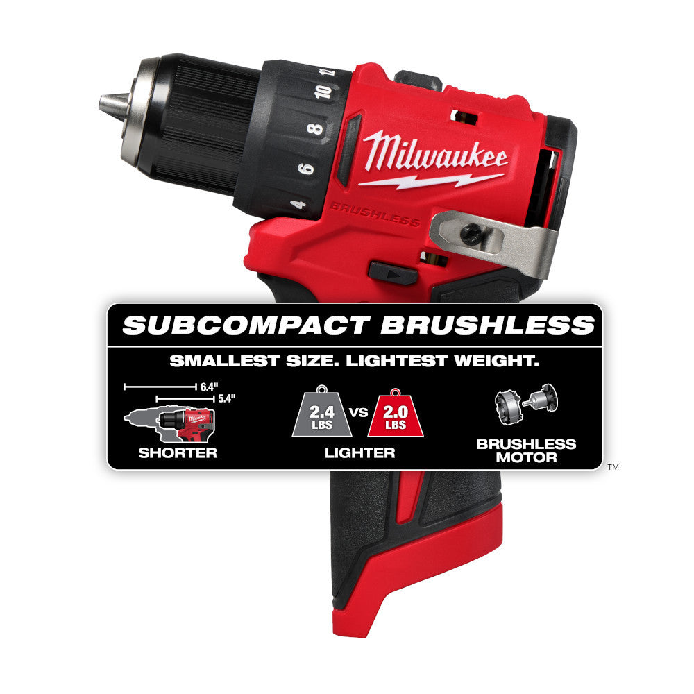 Milwaukee 3401-20 M12 FUEL Cordless Brushless Subcompact 3/8in Drill/Driver (Tool Only)