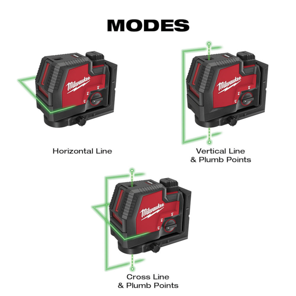 Milwaukee 3522-21 Green Cross-Line and Plumb Points Laser Level Kit with USB Rechargeable Battery