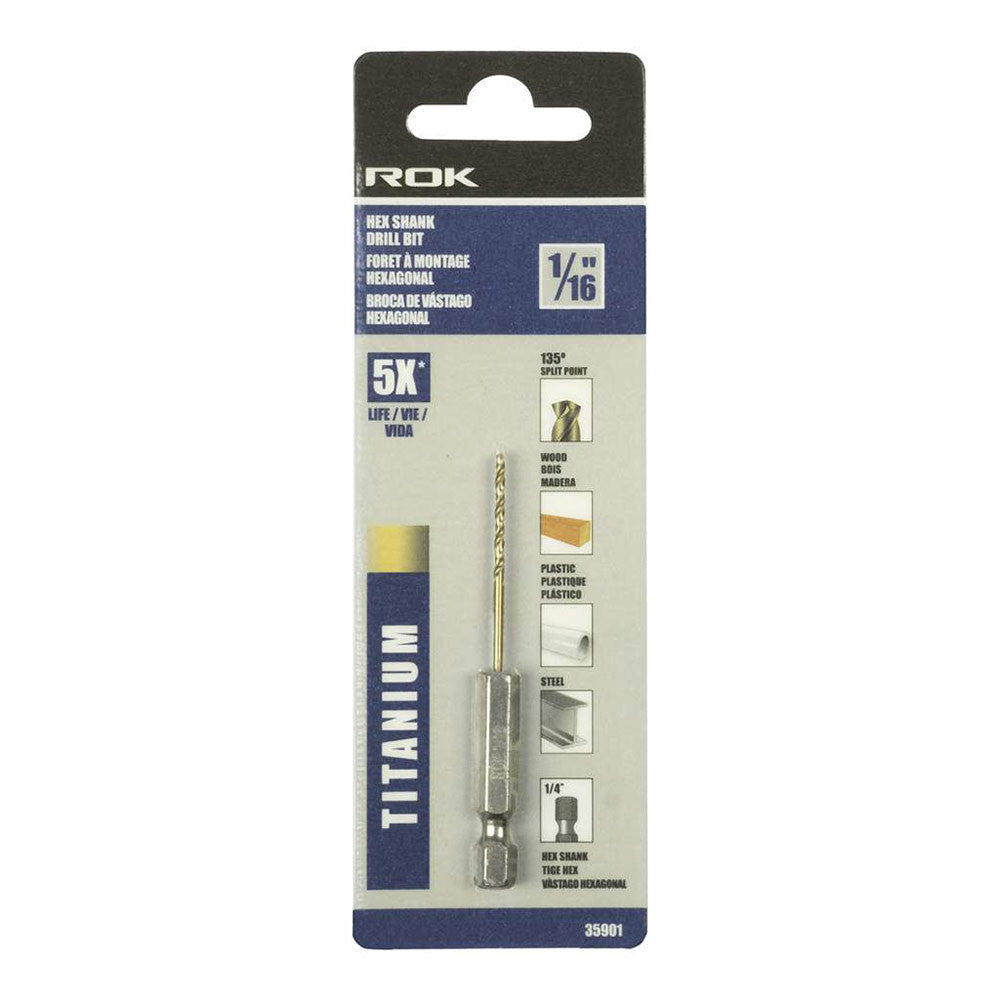 ROK 35901 1/16 Inch Hex Shank Titanium Drill Bit