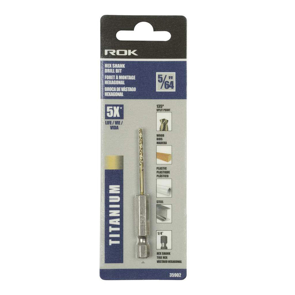 ROK 35902 5/64 Inch Hex Shank Titanium Drill Bit