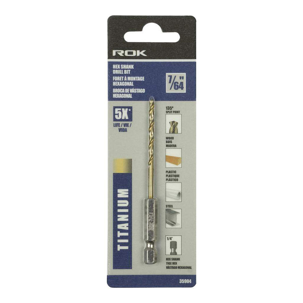 ROK 35904 7/64 Inch Hex Shank Titanium Drill Bit
