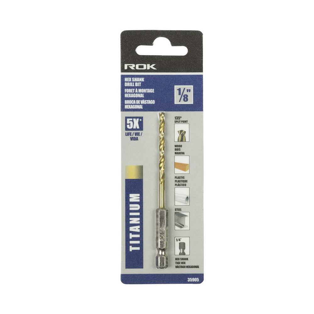 ROK 35905 1/8 Inch Hex Shank Titanium Drill Bit