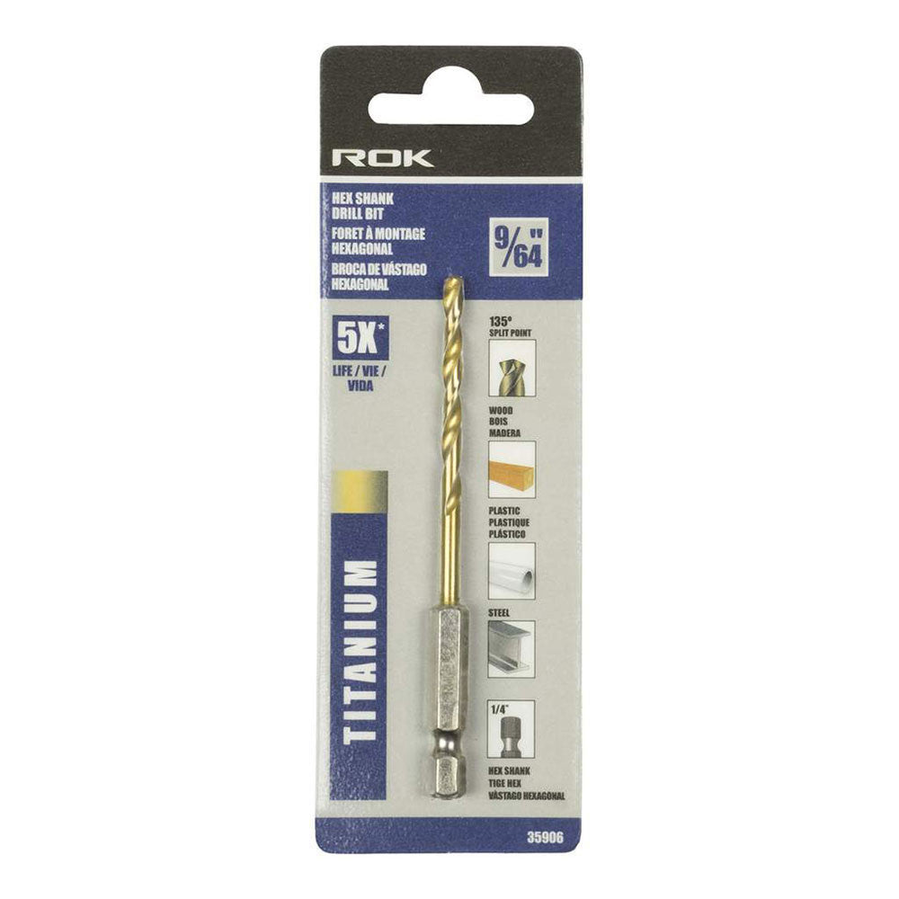 ROK 35906 9/64 Inch Hex Shank Titanium Drill Bit
