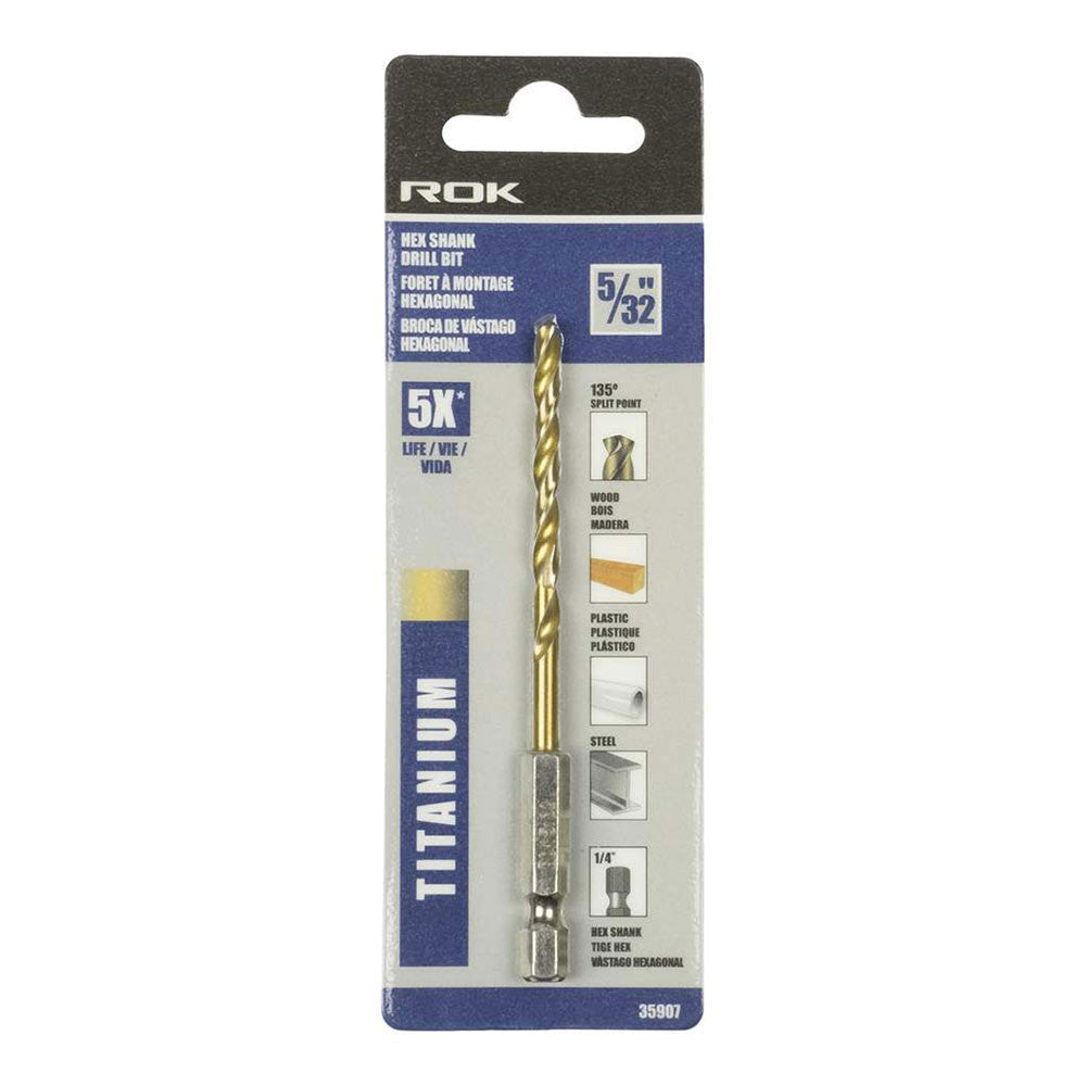 ROK 35907 5/32 Inch Hex Shank Titanium Drill Bit