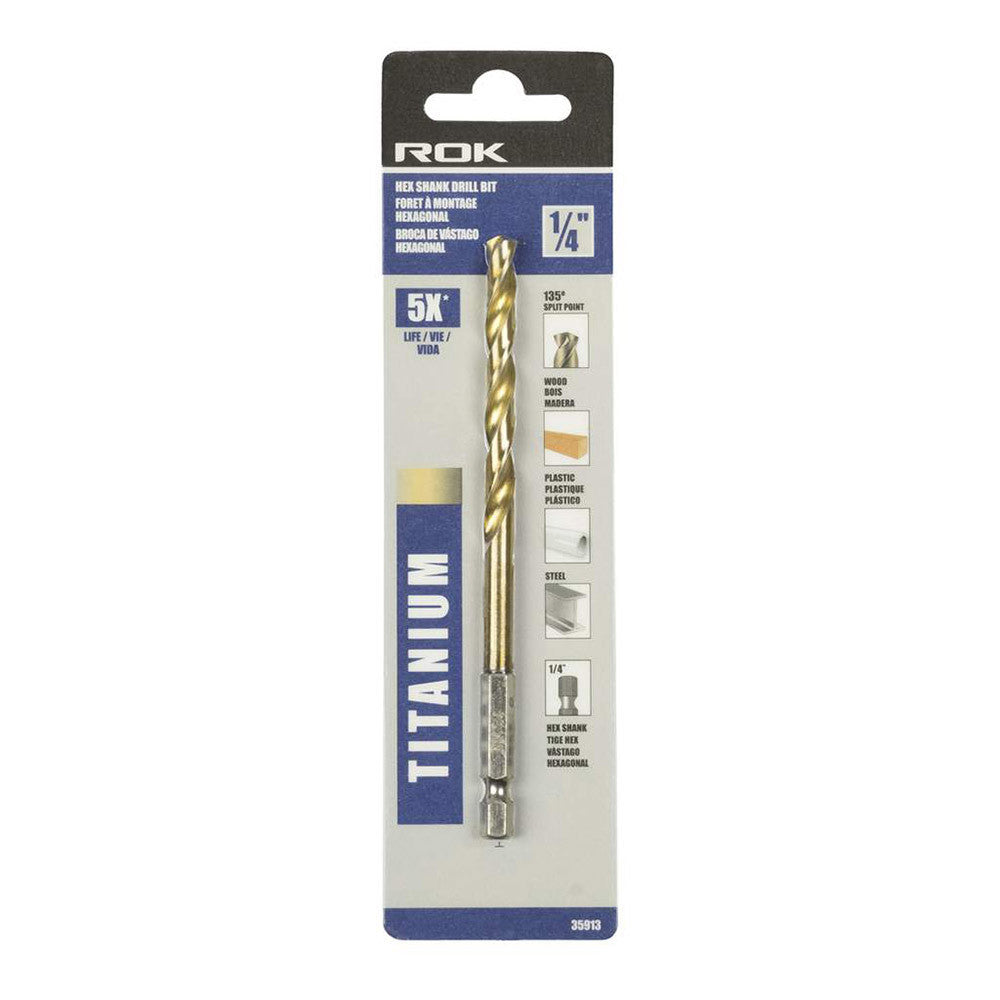 ROK 35913 1/4 Inch Hex Shank Titanium Drill Bit