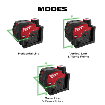 3622-20 M12 Green Cross-Line and Plumb Points Laser Level (Tool Only)