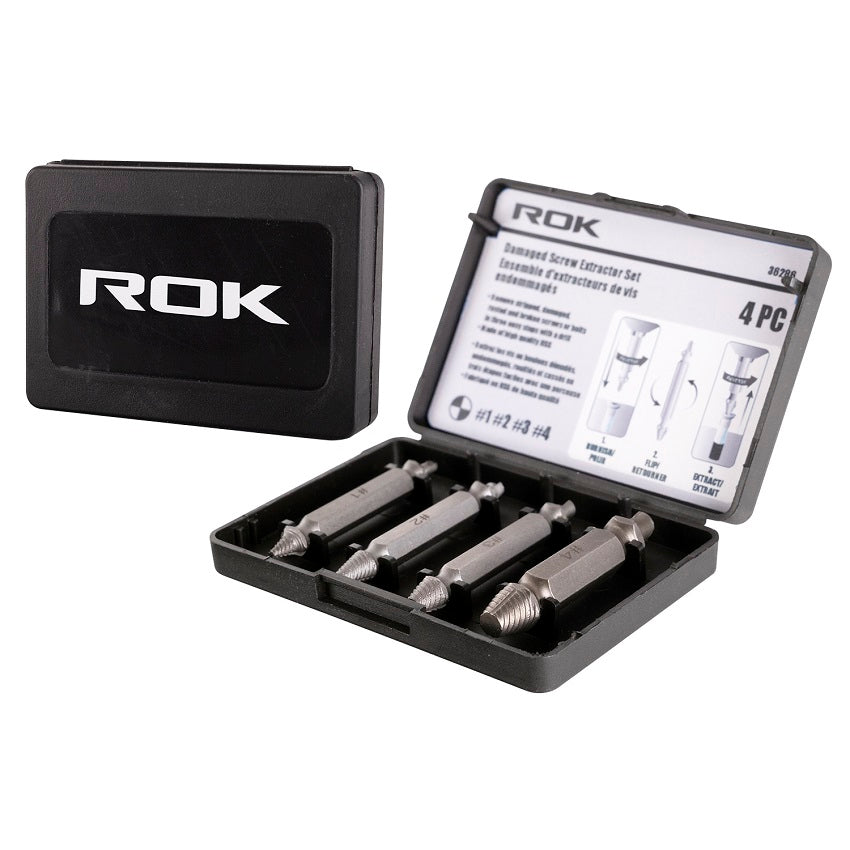 ROK 4pc Damaged Screw Extractor Set