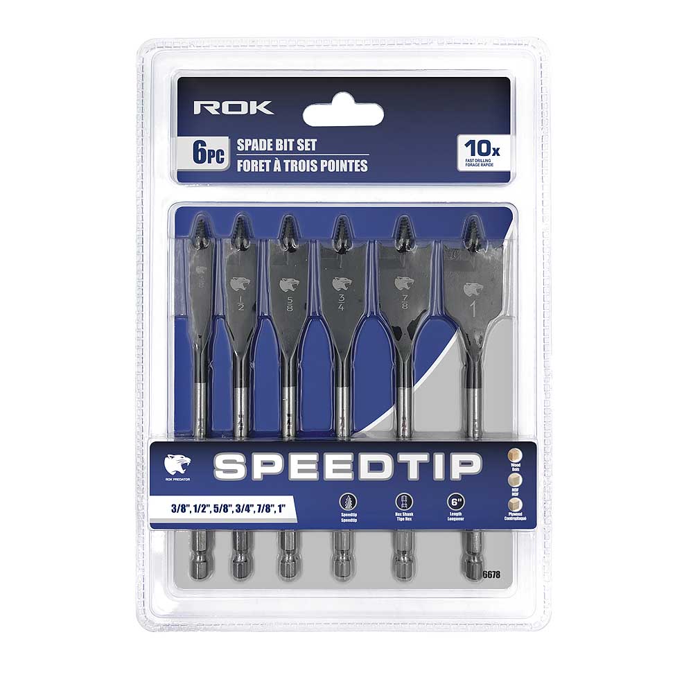 ROK 6pc 6in Speed Tip Spade Drill Bit Set