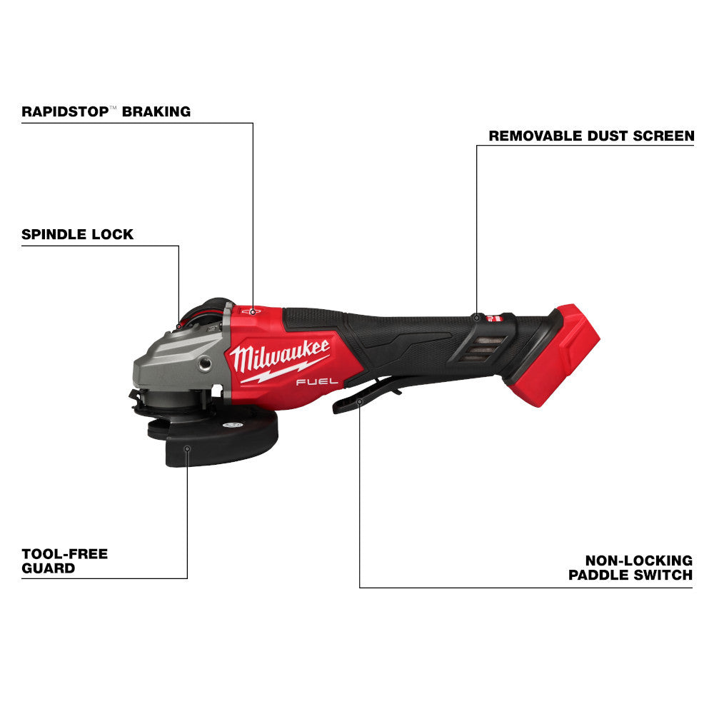 Milwaukee 3670-22 M18 FUEL Cordless Brushless  4-1/2 Inch / 6 Inch Braking Angle Grinder with Paddle Switch (Tool Only)