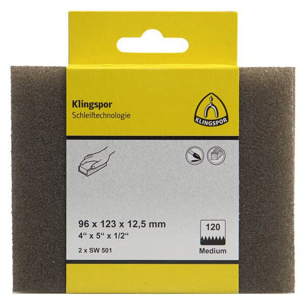 Klingspor 4in x 5in x 1/2in 120 Grit Sanding Sponge