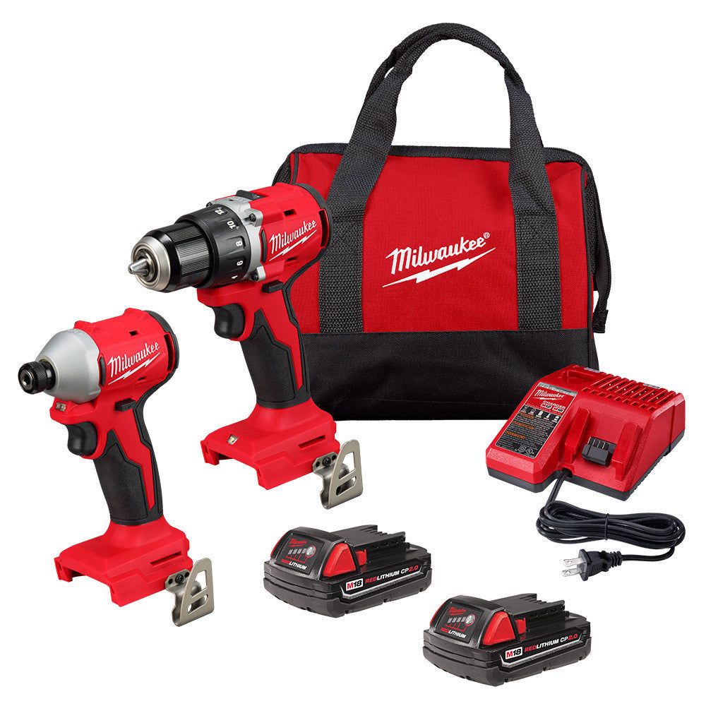 Milwaukee 3692-22CT M18 2-Tool Compact Cordless Brushless 1/2 inch Drill Driver  and 1/4 inch Hex Impact Driver Combo Kit